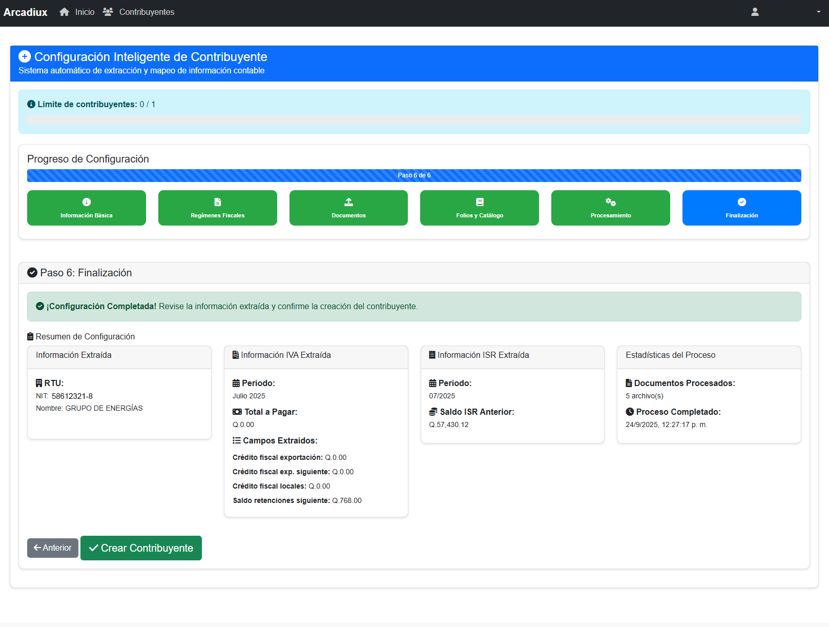 Configuración inteligente de contabilidad